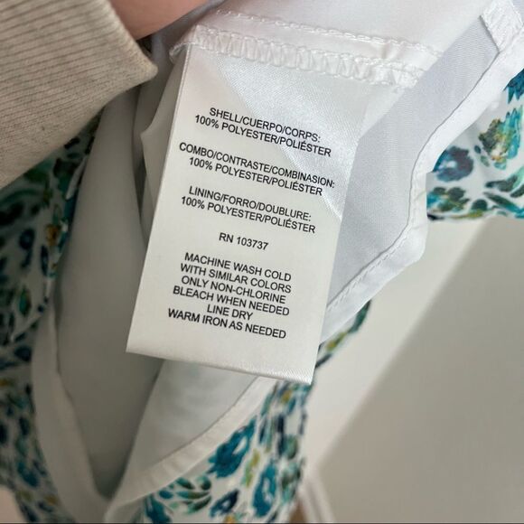 NWT Donna Morgan Floral Chiffon Turquoise Multi Dress - Picture 11 of 11